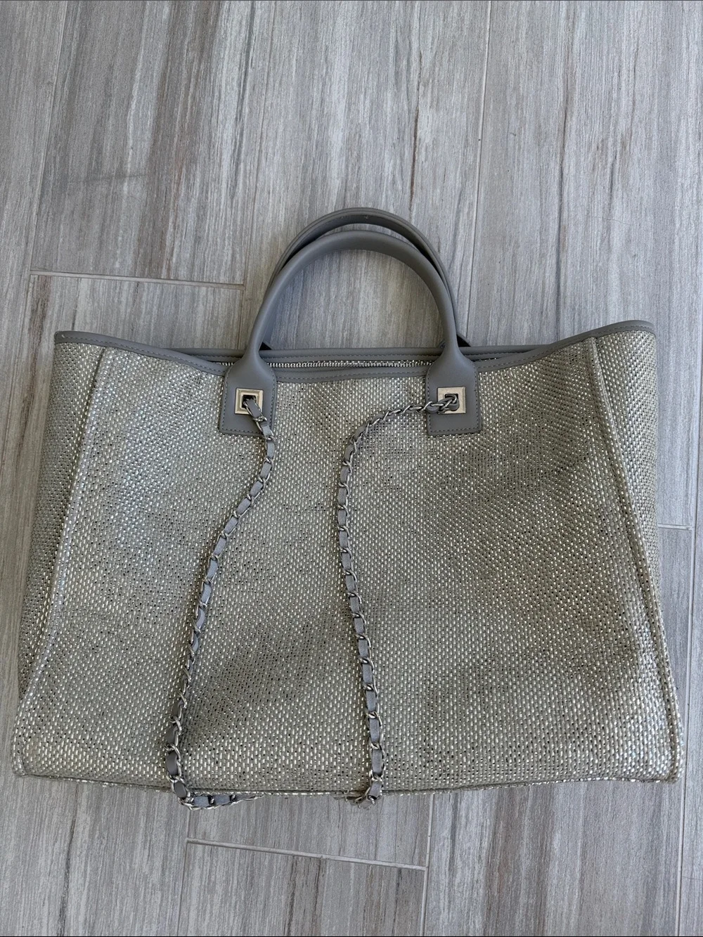 INZI Silver Tote Bag